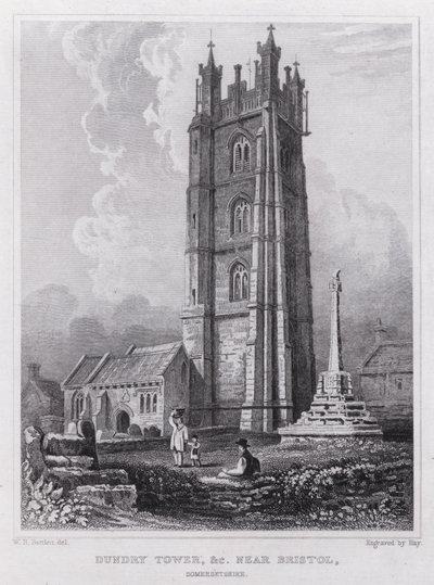 Dundry Tower, etc perto de Bristol, Somersetshire (gravura) de William H. Bartlett