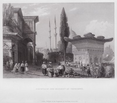 Fonte e Mercado em Tophanne (gravura) de William H. Bartlett