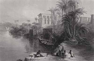 Cena no rio Nilo em Philoe, acima de Syene de William H. Bartlett