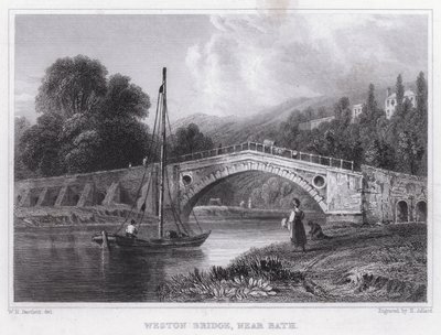 Ponte Weston, perto de Bath (gravura) de William H. Bartlett