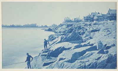 Dois Homens a Pescar das Rochas no Seaside Resort de William H. Cades