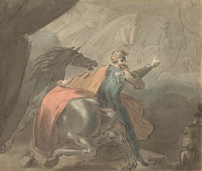 Um rei e um cavalo com mulheres fantasmagóricas, 1770-80. de William Hamilton