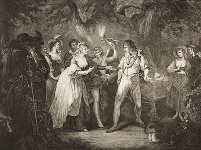 A Floresta, Ato V, Cena IV, de &39;As You Like It&39;, de The Boydell Shakespeare Gallery, publicado no final do século XIX de William Hamilton