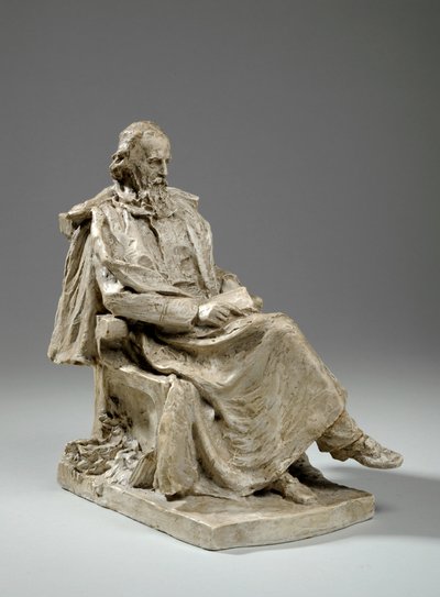 Maquete para Alfred, Lord Tennyson sentado no Trinity College, Cambridge, c.1909 (gesso) de William Hamo Thornycroft