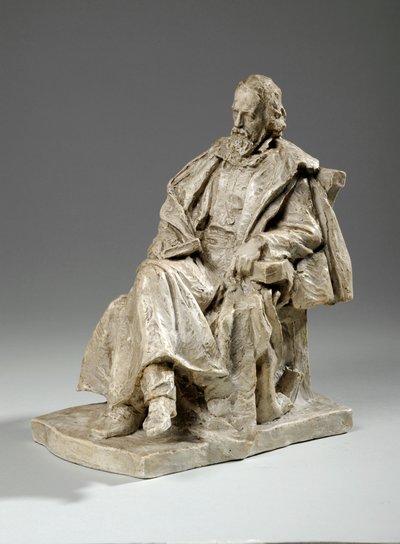 Maquete para Alfred, Lord Tennyson sentado no Trinity College, Cambridge, c.1909 (gesso) de William Hamo Thornycroft