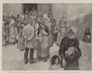Refugiados armênios esperando trabalho no Departamento de Trabalho da Sociedade de Socorro na Van de William Hatherell