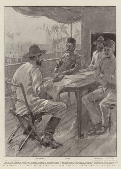 Em Fashoda, o Encontro entre o Sirdar e o Major Marchand na SS Dal de William Hatherell