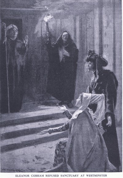 Eleanor Cobham recusou o santuário em Westminster, da revista Cassells History ofthe British People, publicada pela Waverley Book Company Limited, c.1940 de William Hatherell