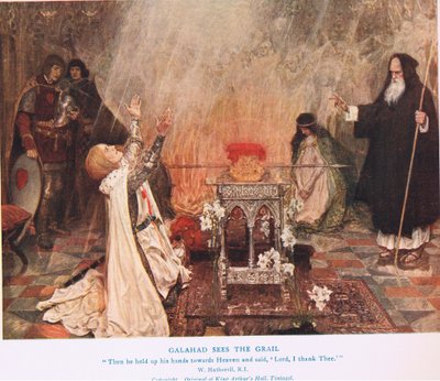 Galahad vê o Graal, ilustração do &39;Rei Artur&39; de William Hatherell
