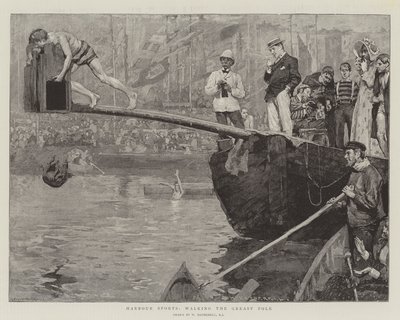 Esportes portuários, andando no pólo gorduroso de William Hatherell