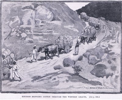 Hindus trazendo algodão através do Western Ghauts 1862 AD de William Hatherell