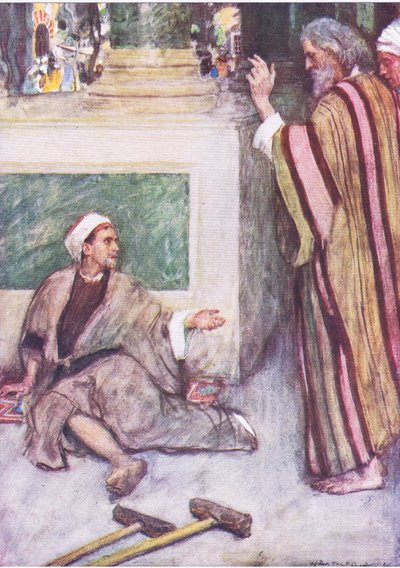 Pedro e João curando o homem coxo, de The Bible Story publicado por Hodder & Stoughton, c.1930 de William Hatherell