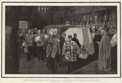 Funeral da Rainha Vitória, Royal Mourners no Serviço na Capela de São Jorge, Windsor de William Hatherell