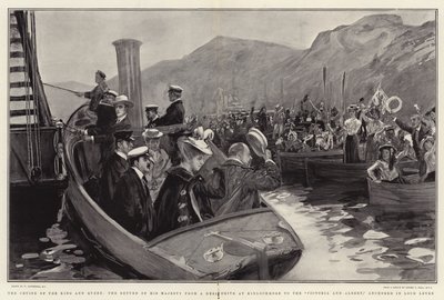 O Cruzeiro do Rei e da Rainha, o Retorno de Sua Majestade de um Veado em Kinlochmore para o Victoria and Albert, ancorado em Loch Leven de William Hatherell