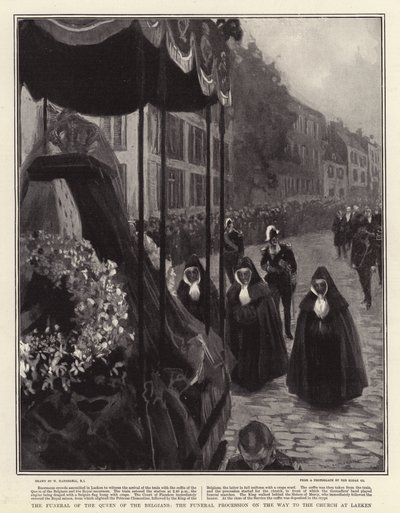 O Funeral da Rainha dos Belgas, a Procissão Fúnebre a Caminho da Igreja em Laeken de William Hatherell