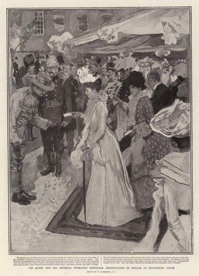 A Rainha e os Hospitais Imperiais Yeomanry, Apresentação de Medalhas na Casa Devonshire de William Hatherell