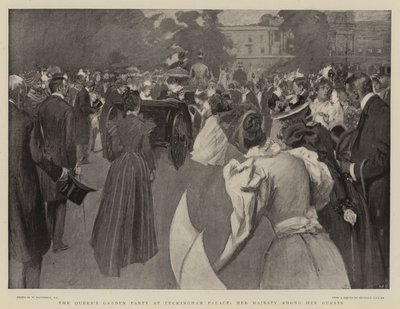 Festa de jardim da rainha no Palácio de Buckingham, Sua Majestade entre seus convidados de William Hatherell