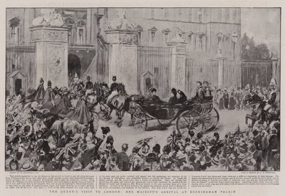 A visita da rainha a Londres, a chegada de Sua Majestade ao Palácio de Buckingham de William Hatherell