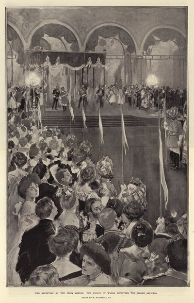 A recepção no escritório da Índia, o Príncipe de Gales recebendo os oficiais indianos de William Hatherell