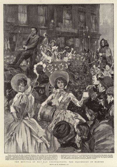 O renascimento das celebrações do dia de maio, a procissão em Hoxton de William Hatherell