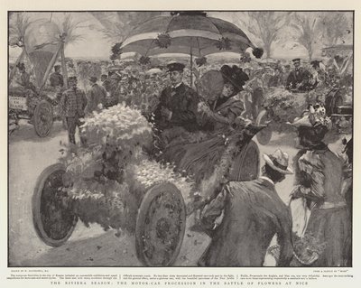 A temporada de Riviera, a procissão de carros a motor na batalha de flores em Nice de William Hatherell