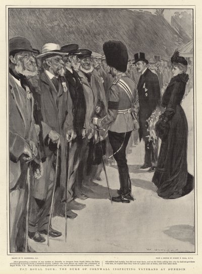 The Royal Tour, o Duque da Cornualha inspecionando veteranos em Dunedin de William Hatherell