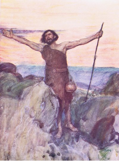 A voz de quem clama no deserto, de The Bible Story publicado por Hodder & Stoughton, c.1930 de William Hatherell