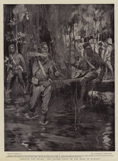 Através do Pântano, a Força de Alívio na Estrada para Kumassi de William Hatherell