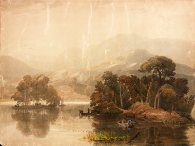 Lago Keswick (bodycolour e aquarela sobre papel (colado no cartão)) de William Havell