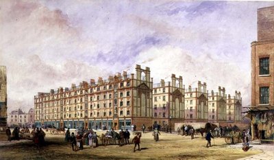Habitação dos Artesãos, Petticoat Square, Londres (aguarela) de William Haywood