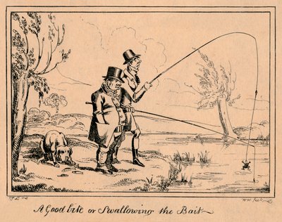 Uma boa mordida ou engolir a isca, 1835. de William Heath
