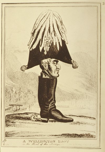 Uma bota de Wellington ou o chefe do exército, 1827 de William Heath