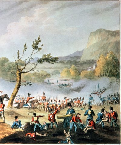 Batalha de Maida, 4 de julho de 1806, gravada por Thomas Sutherland (bc1785) (detalhe de 70293) de William Heath