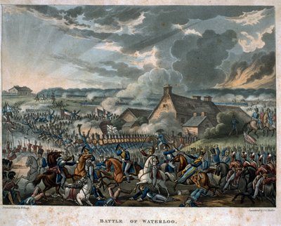 Batalha de Waterloo 1815, prato 29 de &39;Wellington&39;s Victories&39; publicado por T.Tegg, 1818 (colorido aquatint) de William Heath