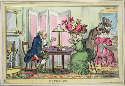 Cribbage, publicado por Thomas McLean, London (gravura colorida) de William Heath