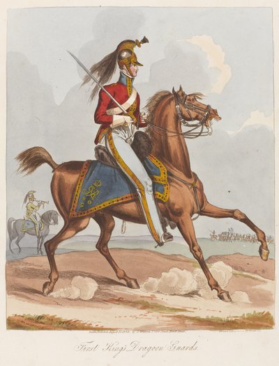 Primeiros Reis Dragoon Guards, 1820 (aquatinta colorida) de William Heath