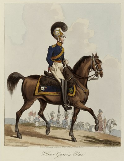 Horse Guards Blue, Estudo uniforme do Royal Regiment of Horse Guards, 1820 (aquatinta colorida) de William Heath