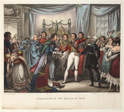Inteligência da Batalha de Ligny, aquatint por JC Stadler, pub. por Tegg, abr 1818 (aquatint) de William Heath