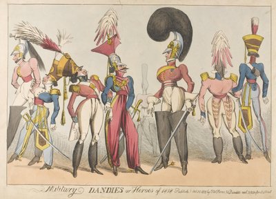 Dandies Militares ou Heróis de 1818, 1818 (gravura colorida) de William Heath