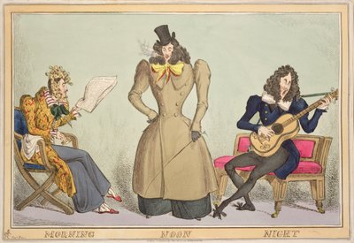 Morning, Noon, Night, publicado por Thomas McLean, Londres (gravura colorida) (ver também 188366) de William Heath