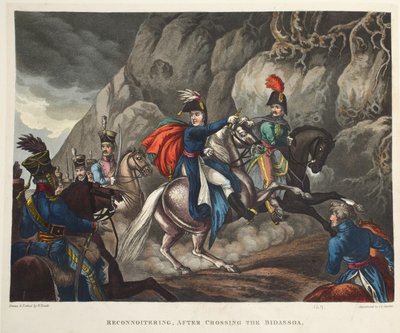 Recoitering, depois de atravessar o Bidassoa, aquatint por JC Stadler, pub. por Tegg, abr 1818 (aquatint) de William Heath