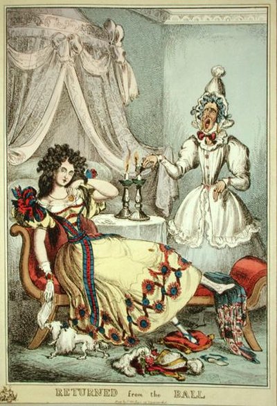 Regresso do Baile, publicado por Thomas McLean, Londres (gravura colorida) de William Heath