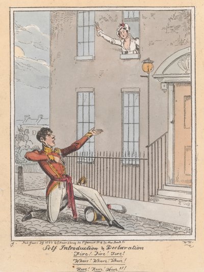 Auto-Introdução e Declaração, 1823 (gravura à mão colorida) de William Heath