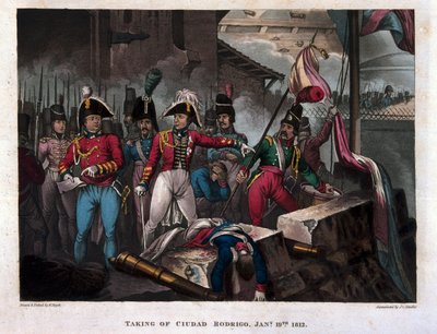Tomada de Ciudad Rodrigo em 19 de janeiro de 1812, publicada em 1818 (aquatinta) de William Heath