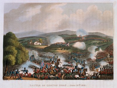 A batalha de Quatre Bras em 16 de junho de 1815, gravado por Thomas Sutherland, 1815 (aquatinta colorido) de William Heath