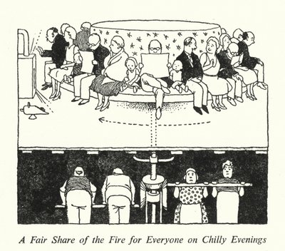Uma Parte do Fogo para Todos nas Noites Chilly (litho) de William Heath Robinson