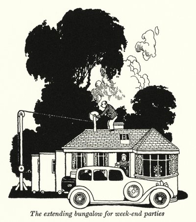 Um bangalô de extensão para festas de fim de semana (litho) de William Heath Robinson