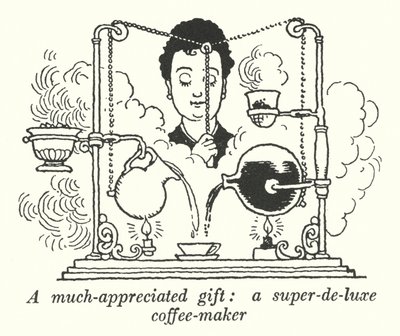 Um presente muito apreciado, uma cafeteira de super luxo (litho) de William Heath Robinson