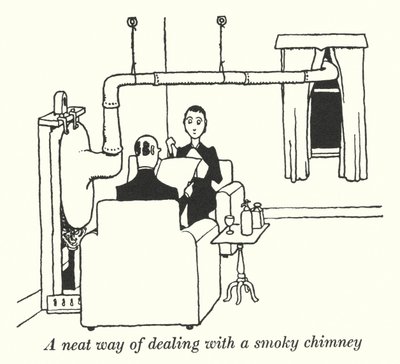 Uma forma limpa de lidar com uma chaminé fumegante (litho) de William Heath Robinson