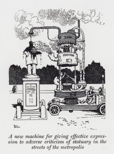 Uma nova máquina para dar expressão efetiva às críticas adversas à estatuária nas ruas da metrópole (litho) de William Heath Robinson